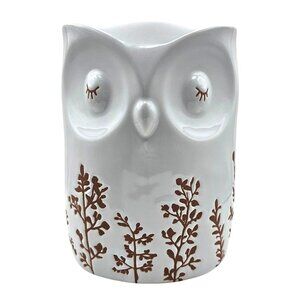 Bath & Body Works White Owl Pedestal 3 Wick Candle Holder Plant Stand